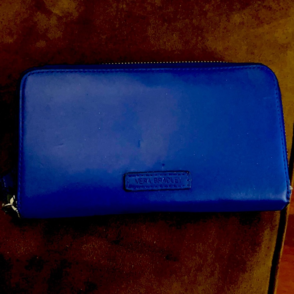 Royal blue Vera Bradley zip around wallet.